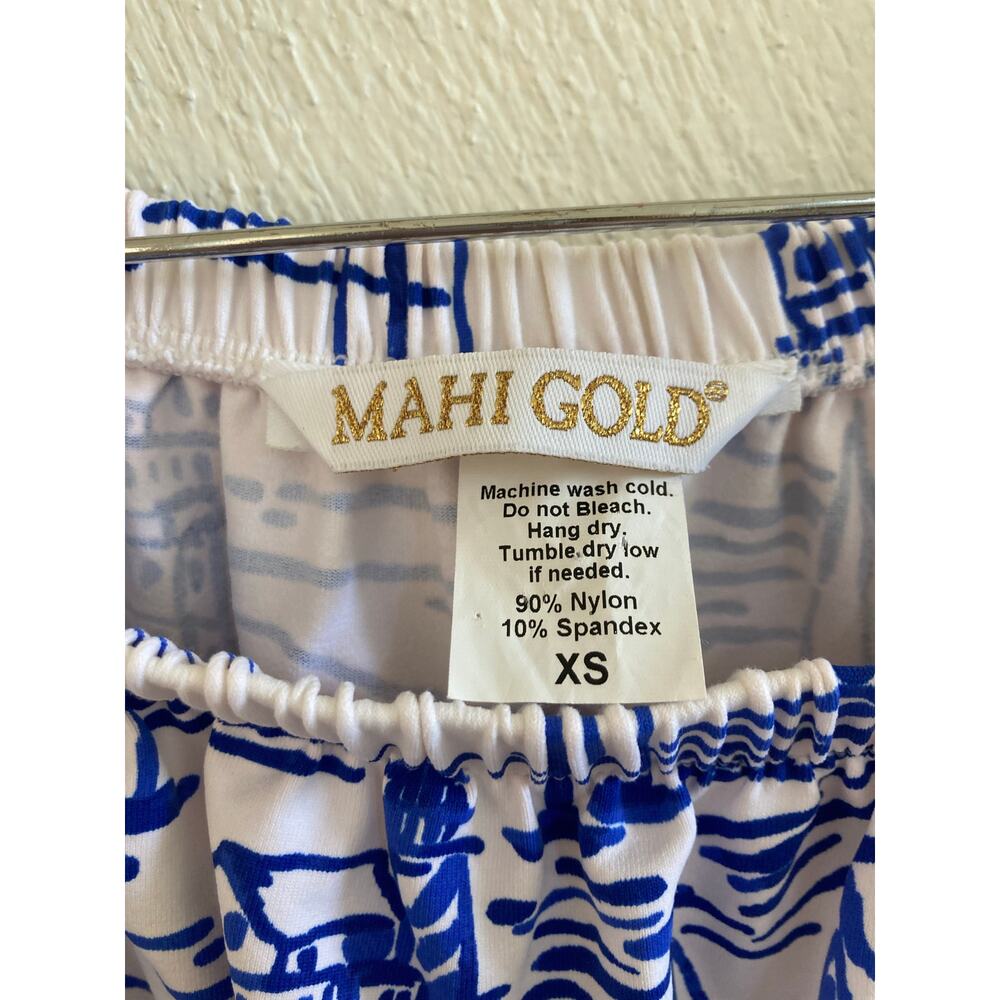 Mahi Gold Set Sail Sailor Margarita Blue Sailing Print Top XS - Picture 4 of 6